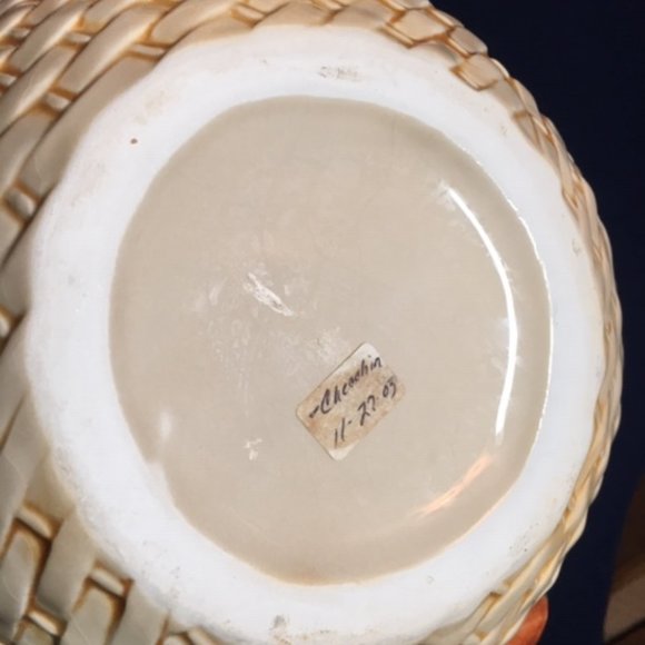 Vintage Ceramic Fall Autumn Basket with Handle 8"x7" - Picture 8 of 13